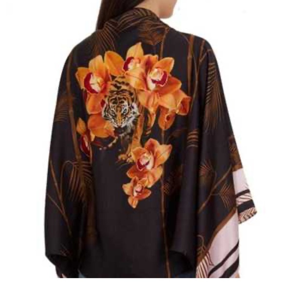Ted Baker London Accessories - Ted Baker Cadeey Caramel Silk Cape Scarf Tiger